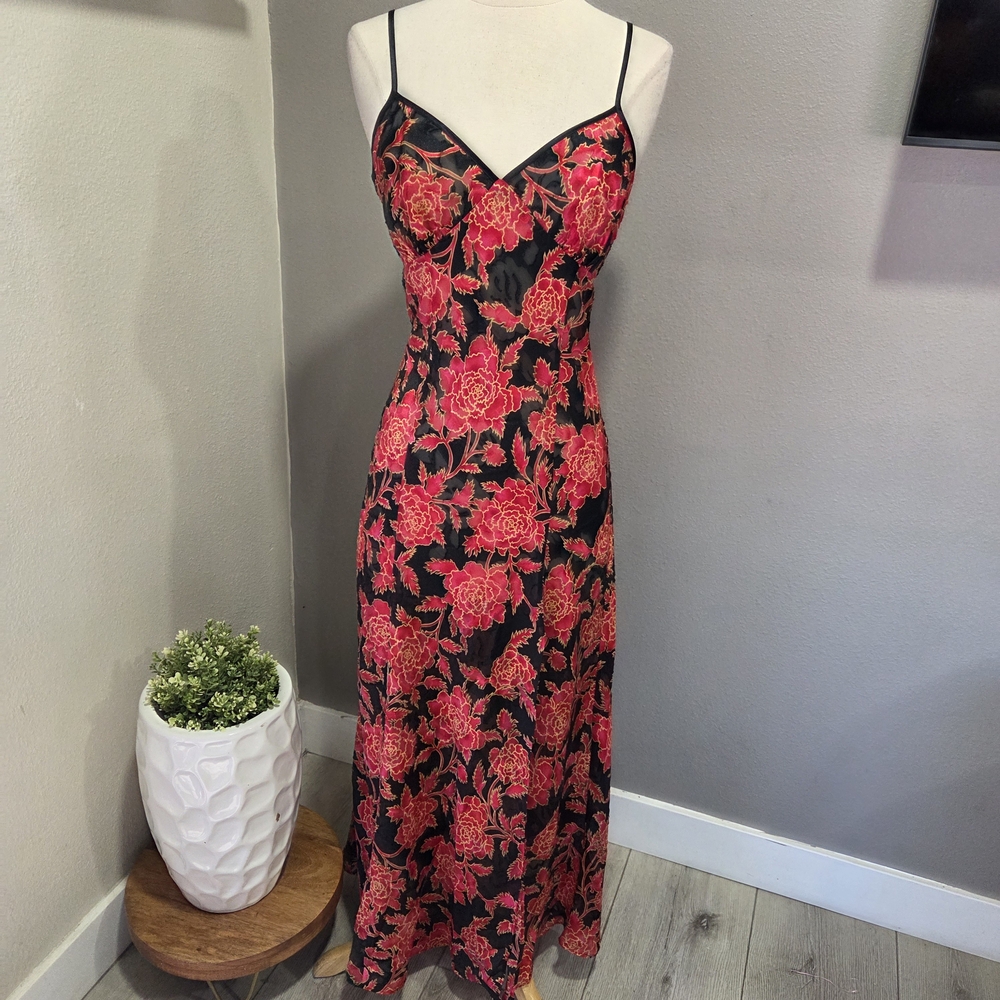 Victoria's Secret Black and Red Floral Maxi Dress